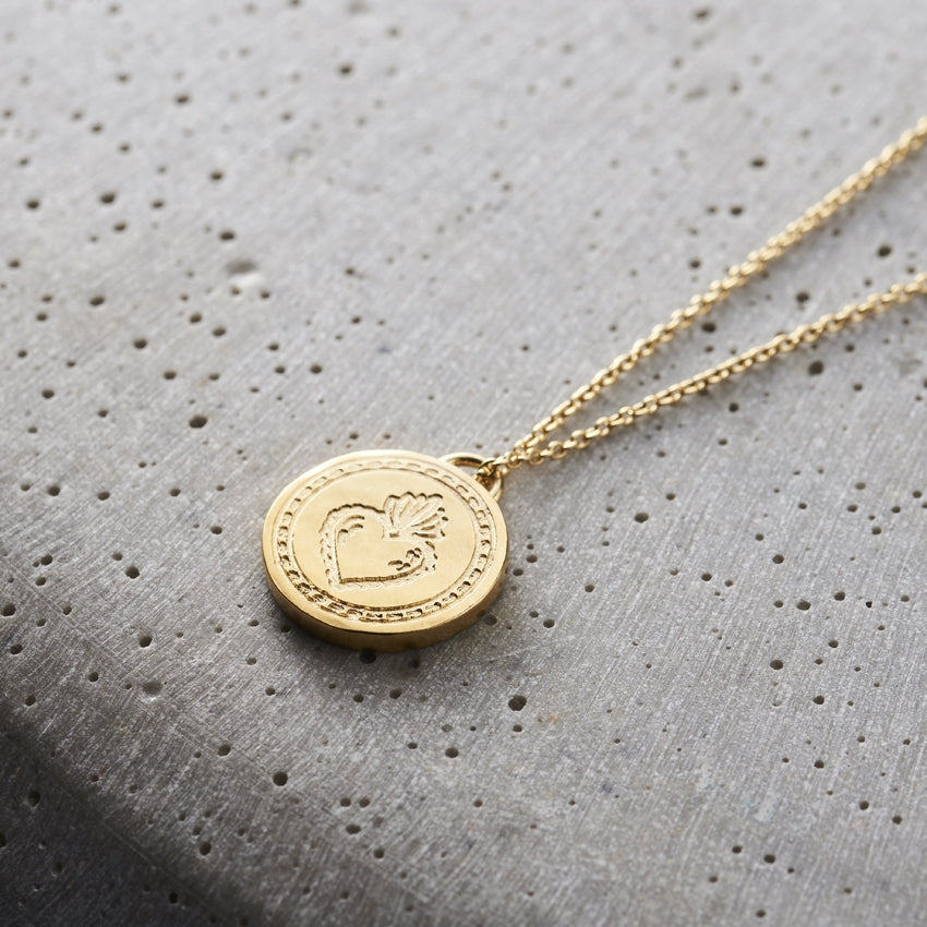 Sacred Heart Talisman Coin Necklace