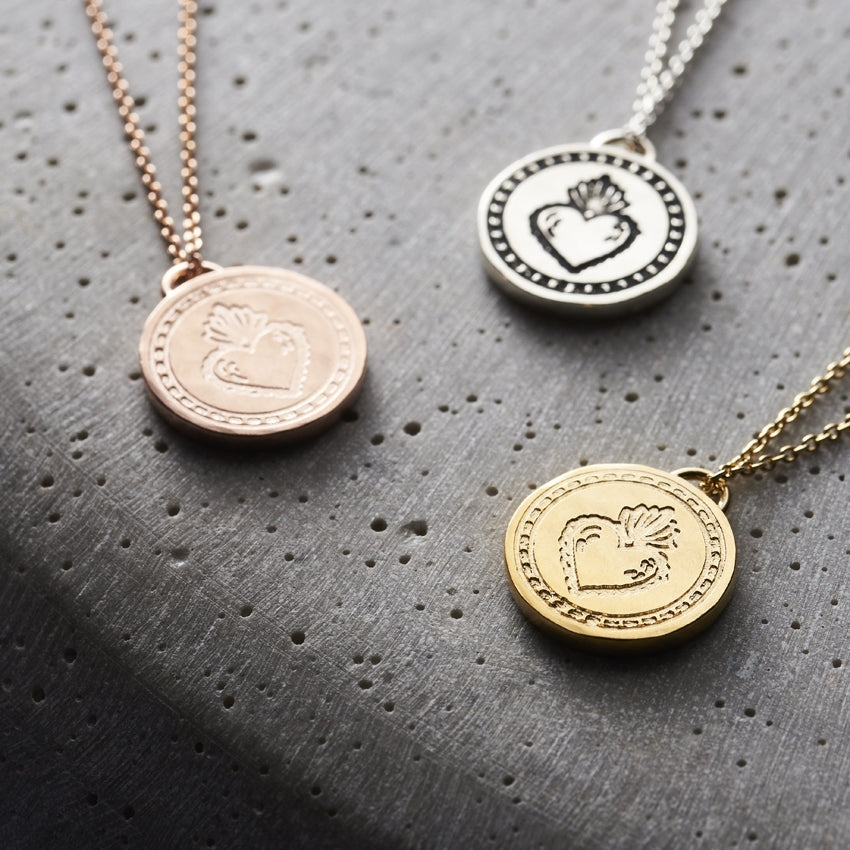 Sacred Heart Talisman Coin Necklace