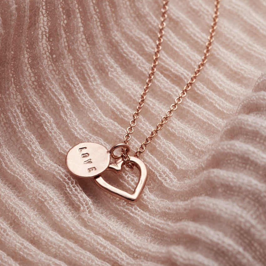 Personalised Heart & Tag Charm Necklace