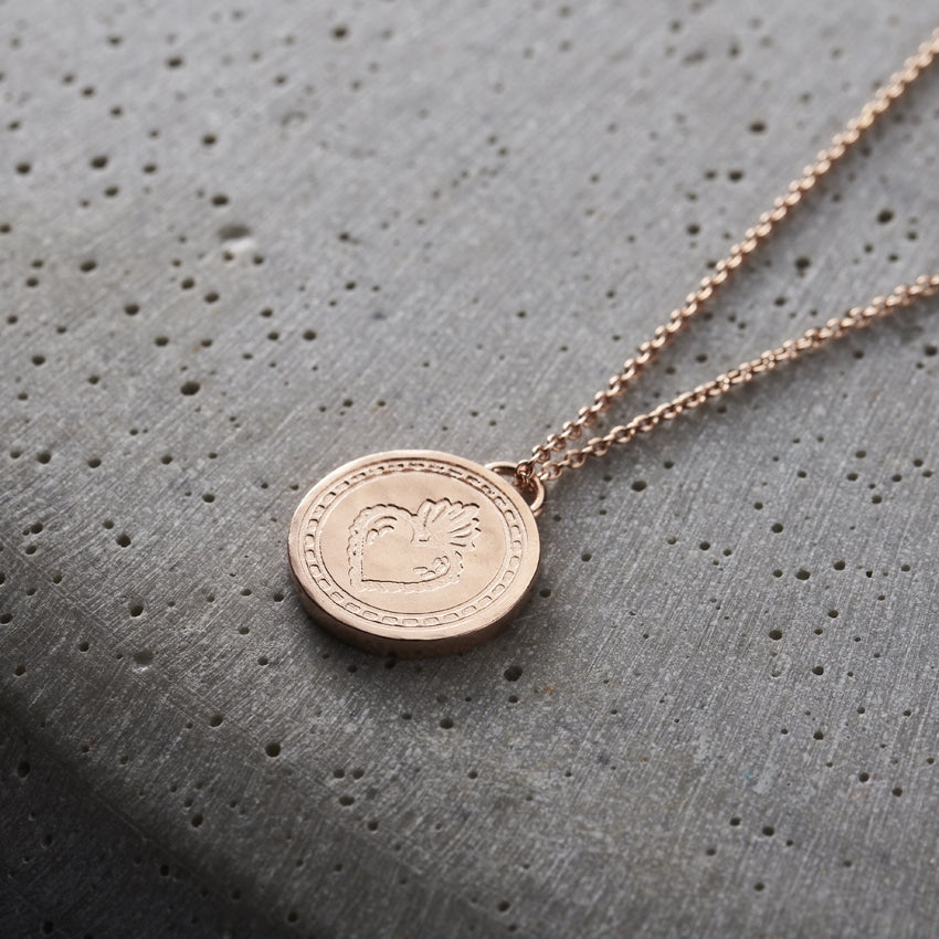 Sacred Heart Talisman Coin Necklace