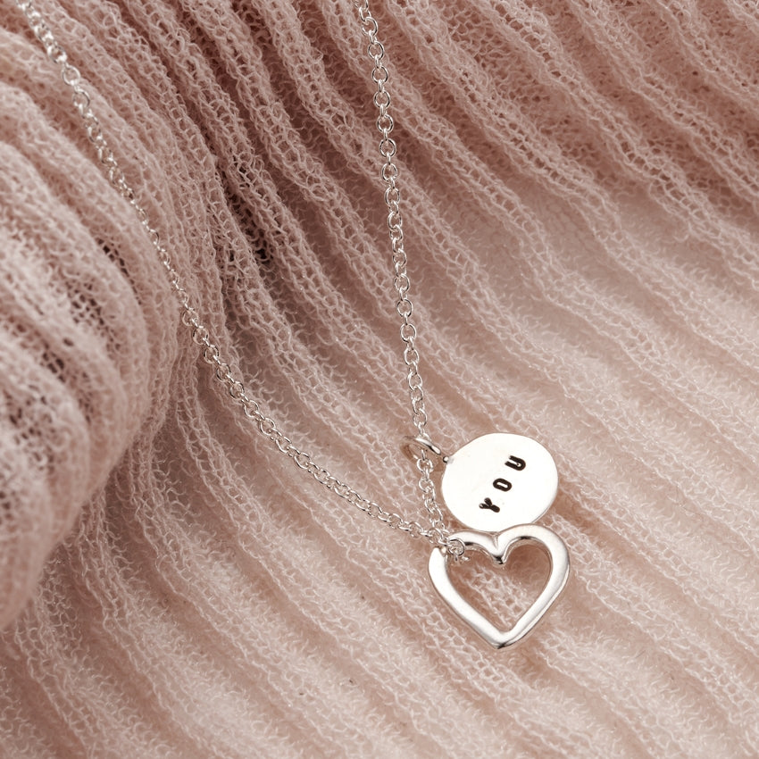 Personalised Heart & Tag Charm Necklace