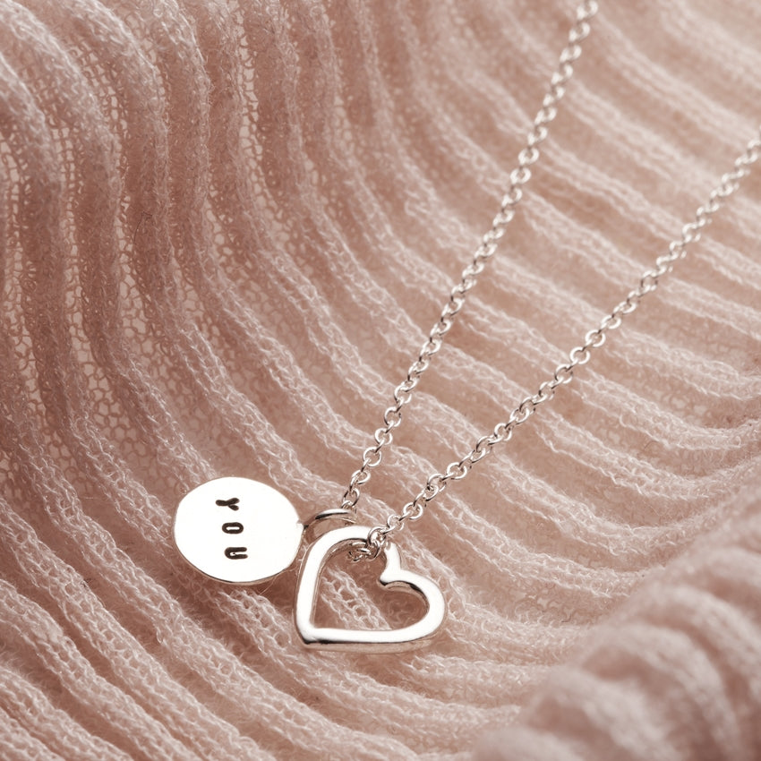 Personalised Heart & Tag Charm Necklace