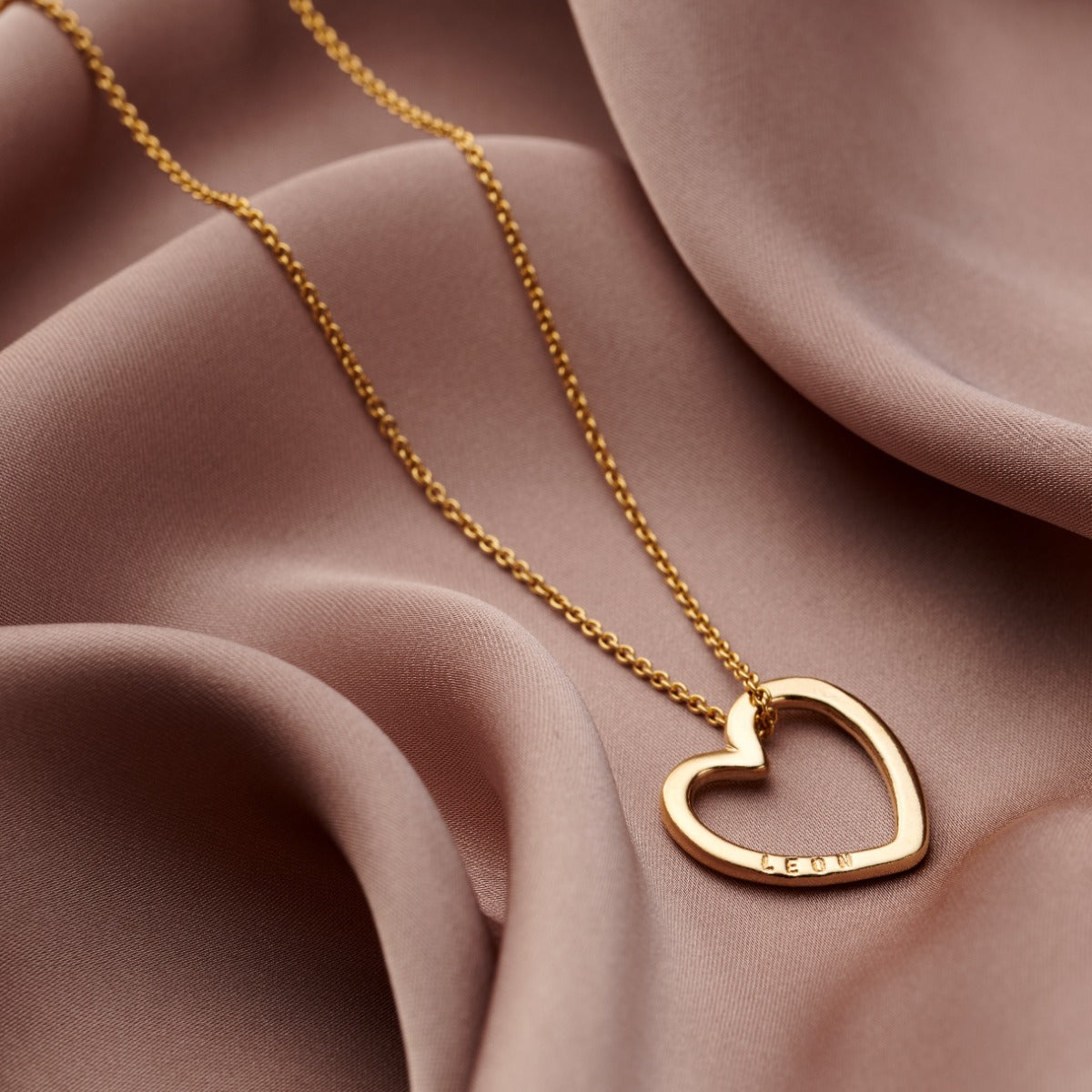 Personalised 9ct Gold Large Message Heart Necklace