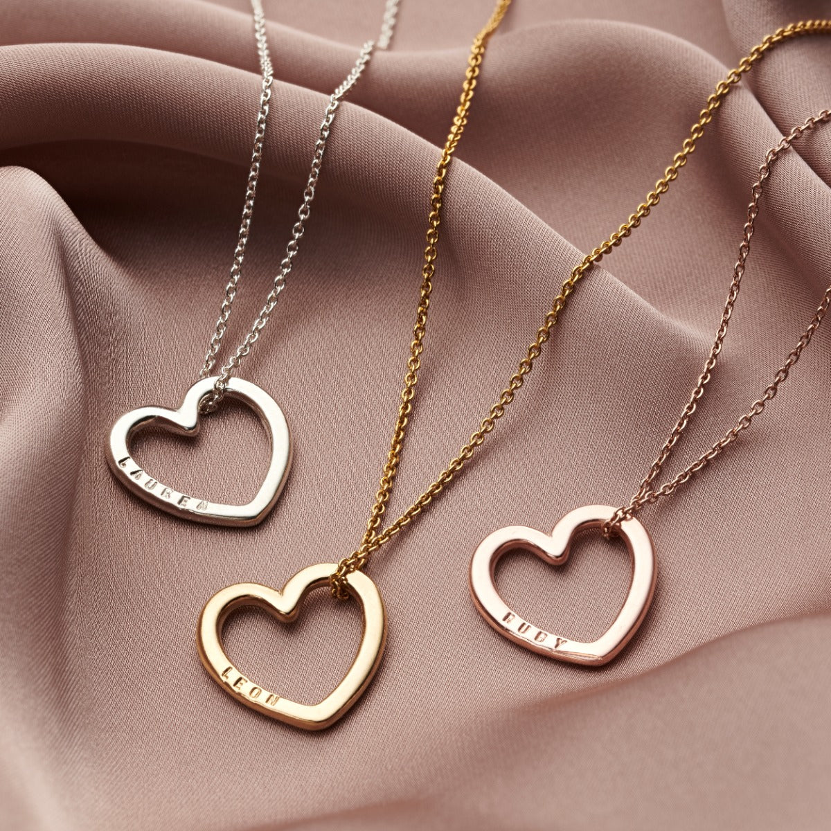 Personalised 9ct Gold Large Message Heart Necklace