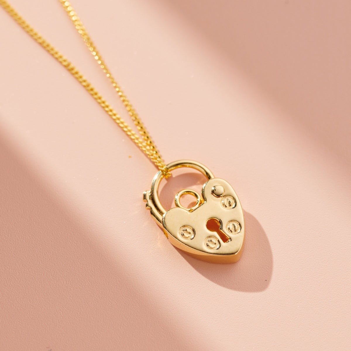 9ct Gold Heart Padlock Charm Necklace