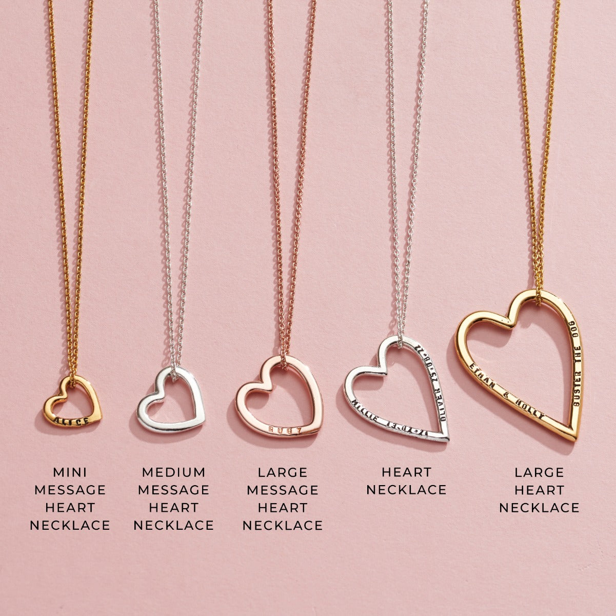 Personalised 9ct Gold Large Message Heart Necklace