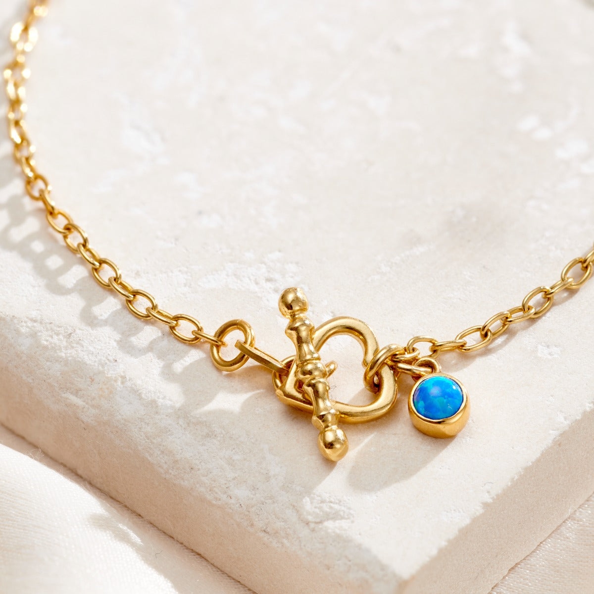 Heart T Bar Birthstone Charm Bracelet