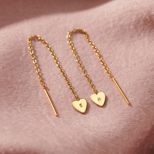 Personalised Heart Charm Pull Through Earrings