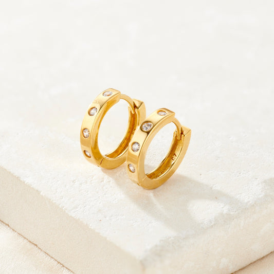 CZ Huggie Hoop Earrings