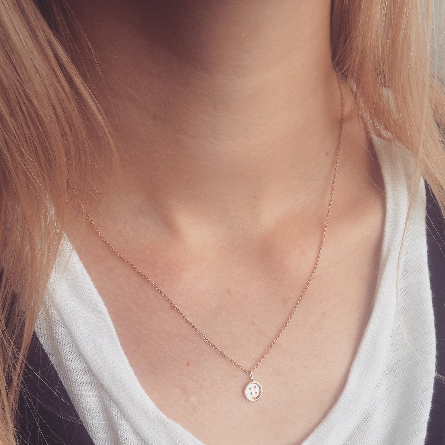 Silver Mini Button Necklace