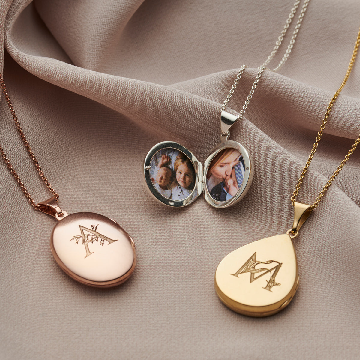 Personalised Floral Engraved Initial Locket Necklace