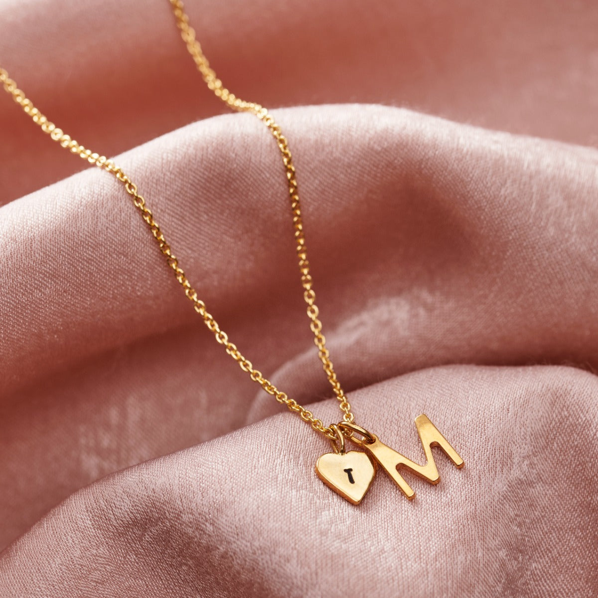 Personalised Letter and Heart Necklace