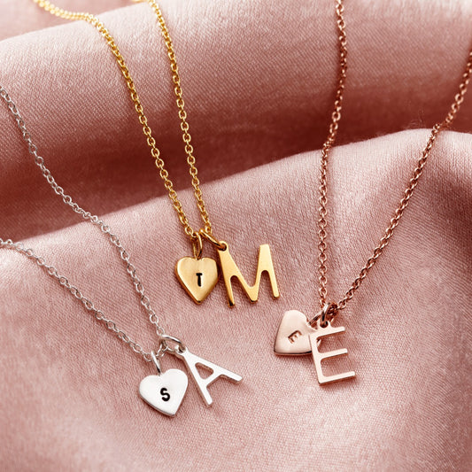 Personalised Letter and Heart Necklace