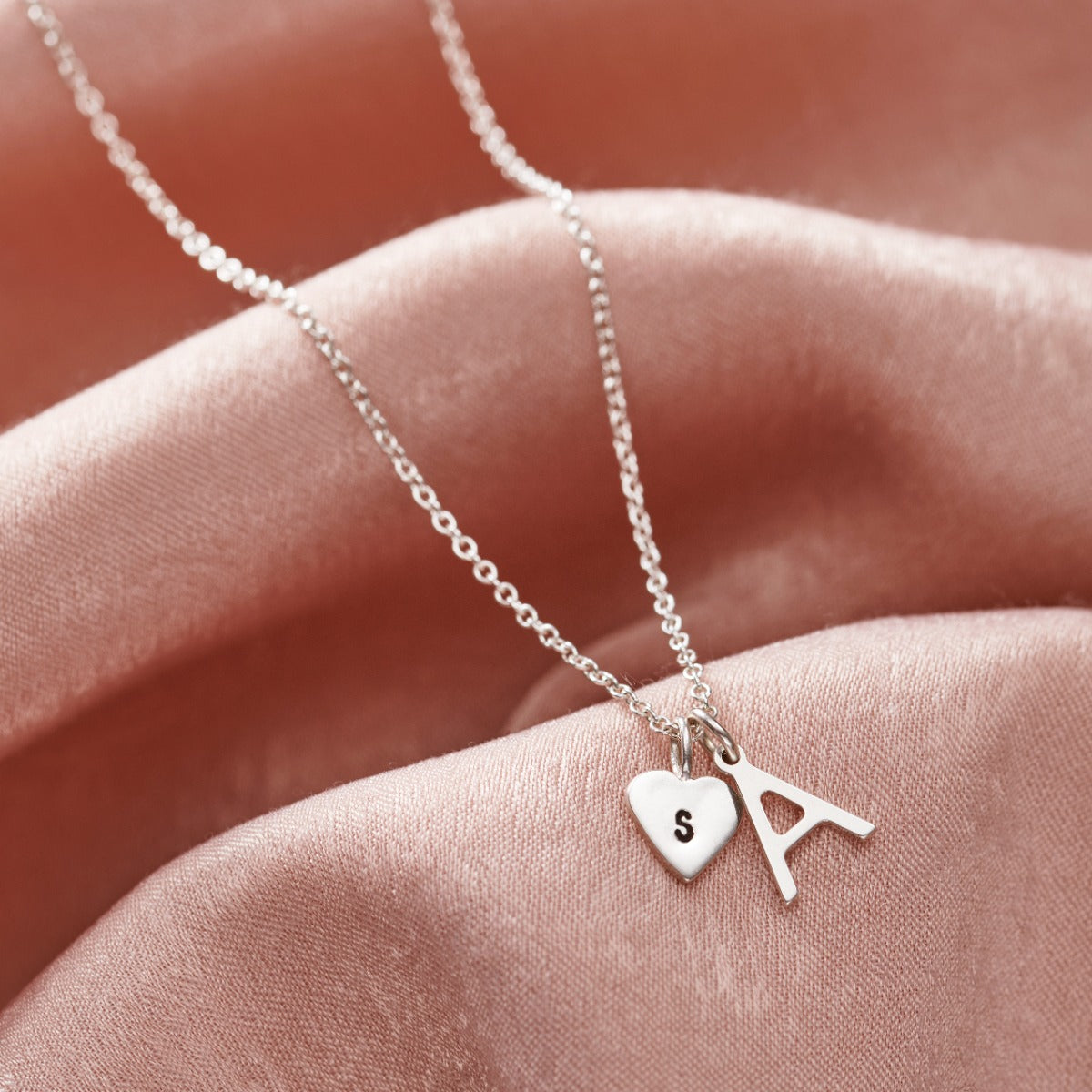 Personalised Letter and Heart Necklace