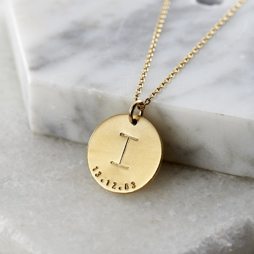 Personalised Initial Birth Disc Necklace