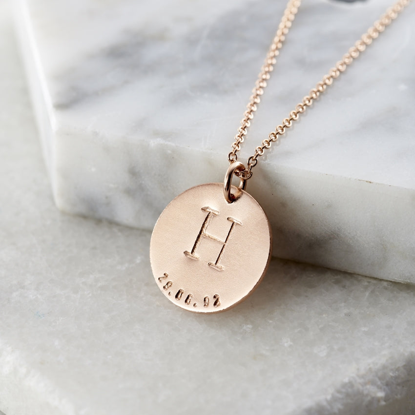 Personalised Initial Birth Disc Necklace