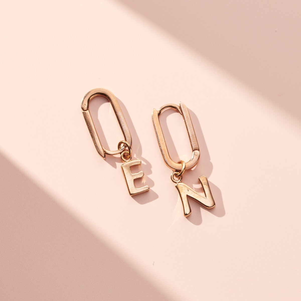 Letter Charm Oval Hoop Earrings