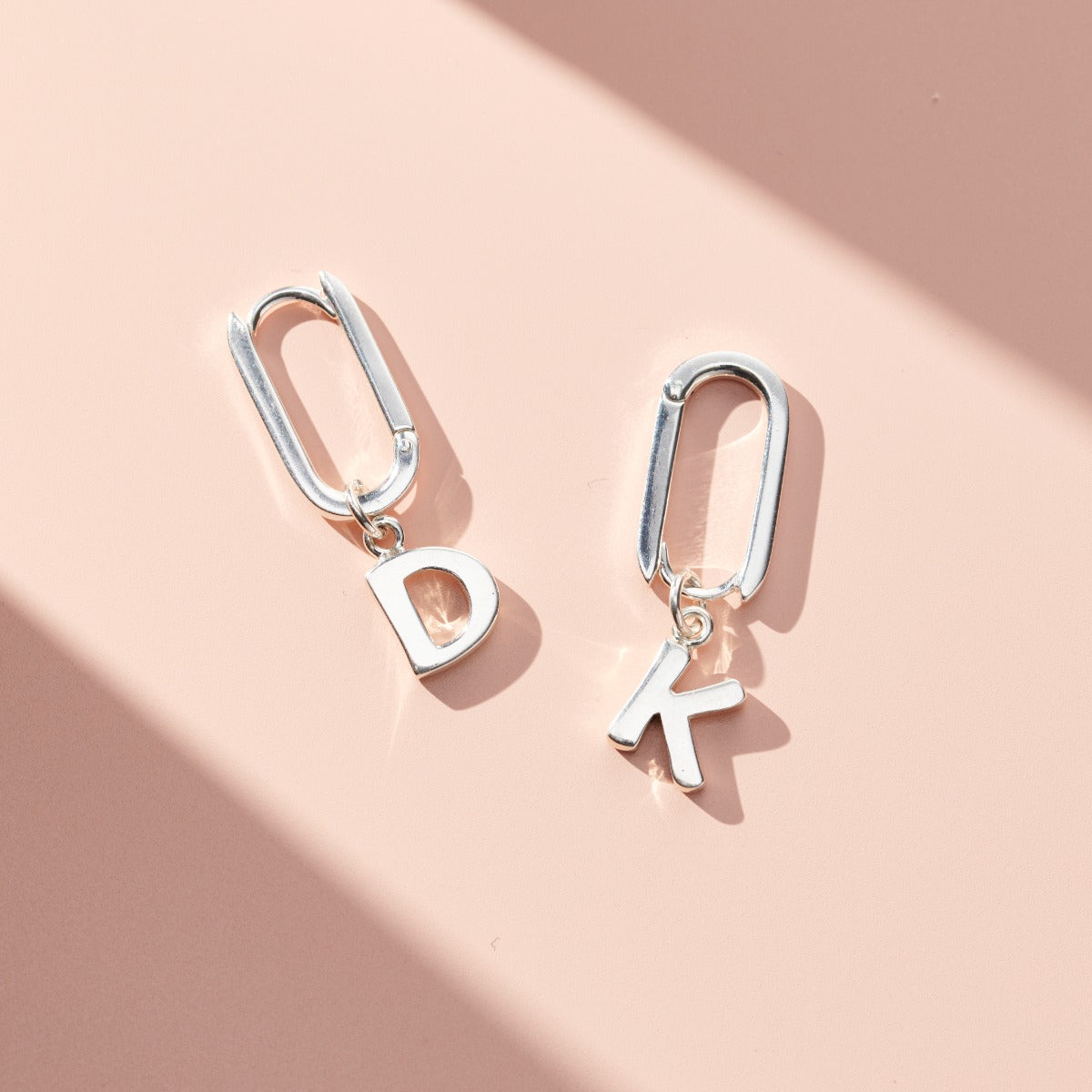 Letter Charm Oval Hoop Earrings