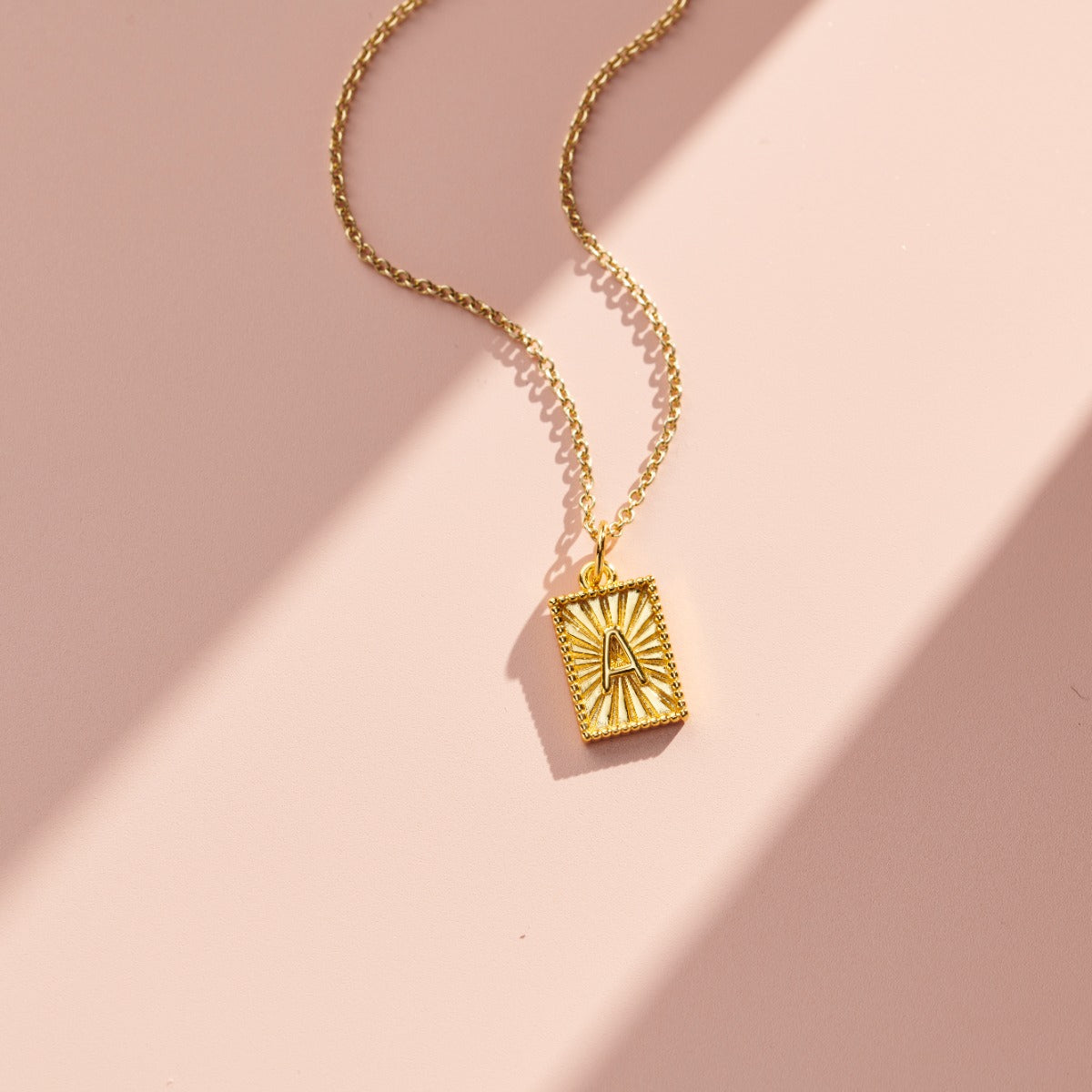 Sunbeam Rectangle Initial Charm Necklace