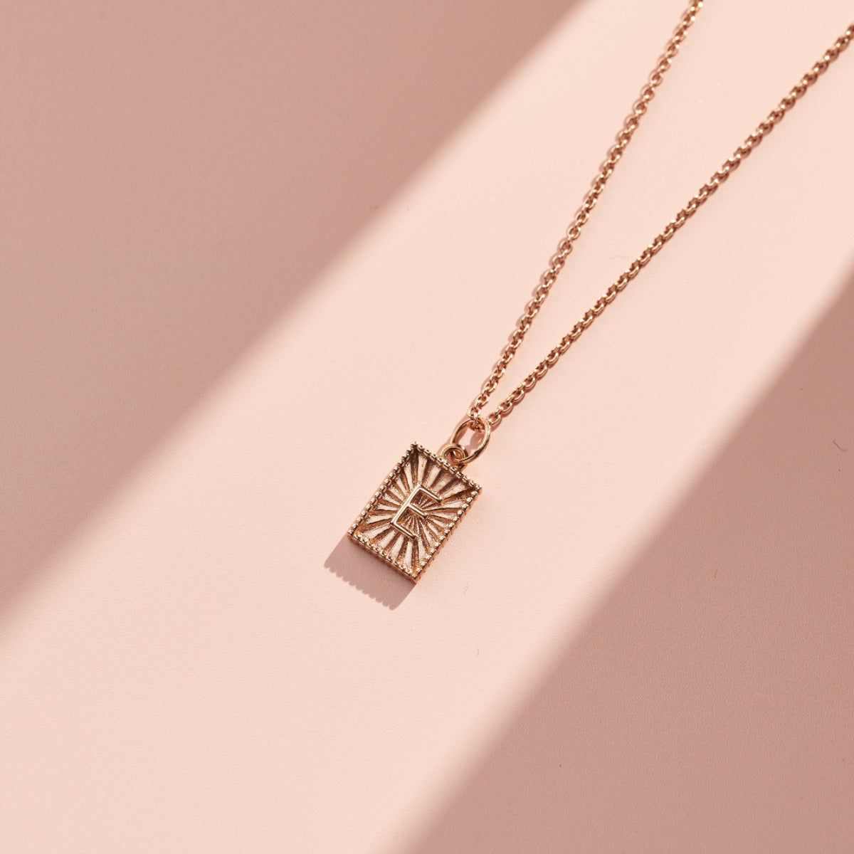 Sunbeam Rectangle Initial Charm Necklace