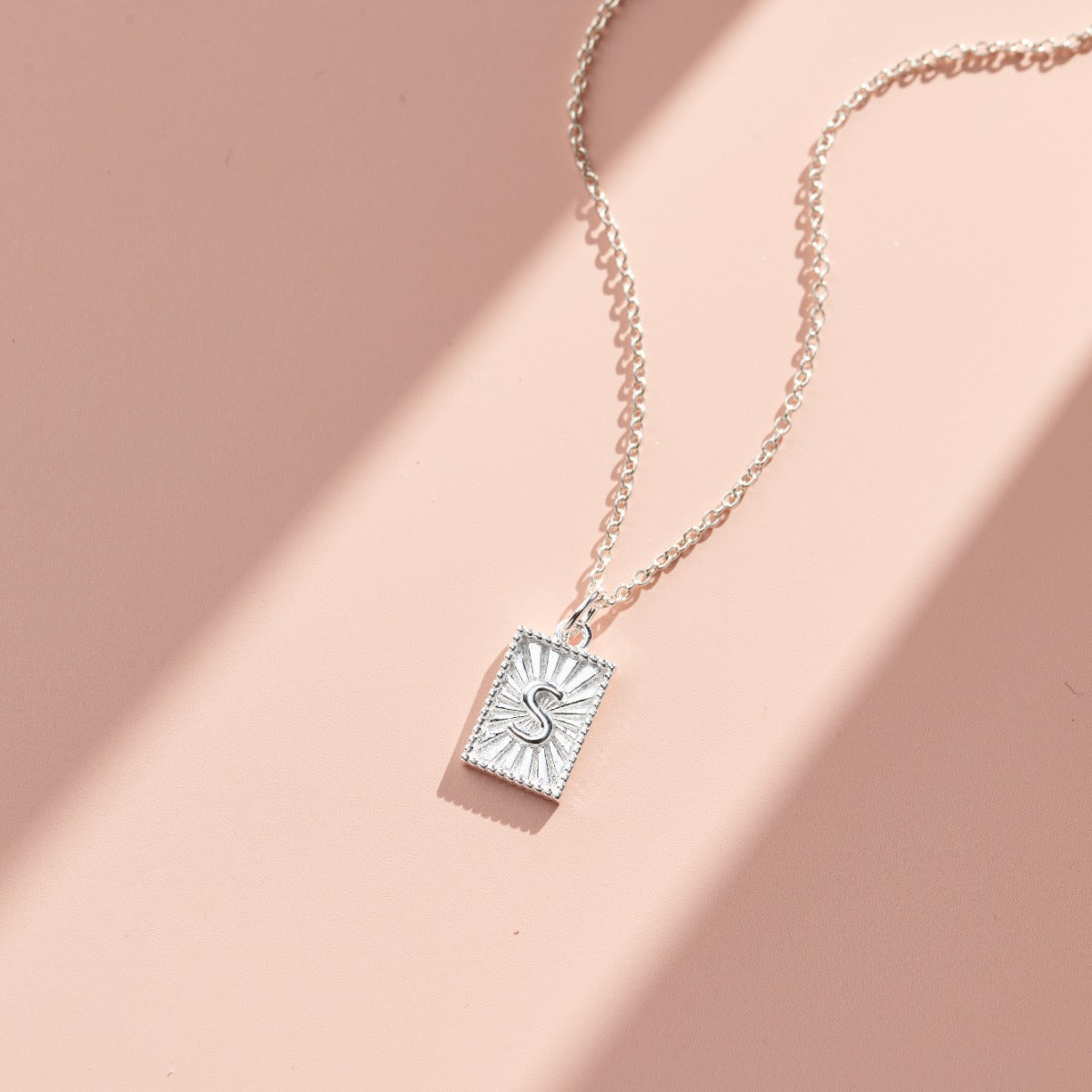 Sunbeam Rectangle Initial Charm Necklace