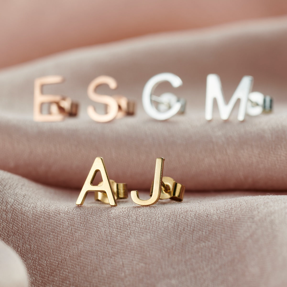 Initial Letter Stud Earrings