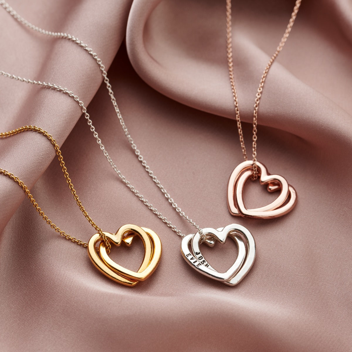 Personalised Interlinking Hearts Necklace