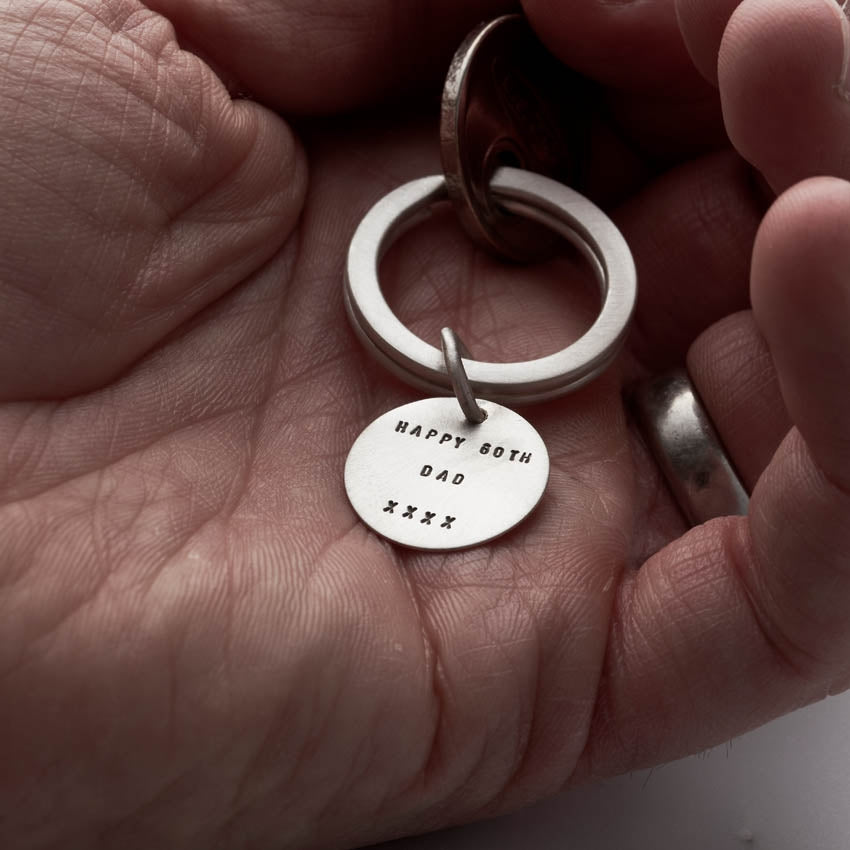 Personalised Brushed Silver Disc Keyring