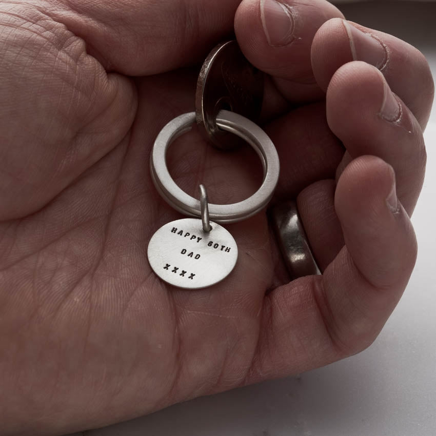 Personalised Brushed Silver Disc Keyring