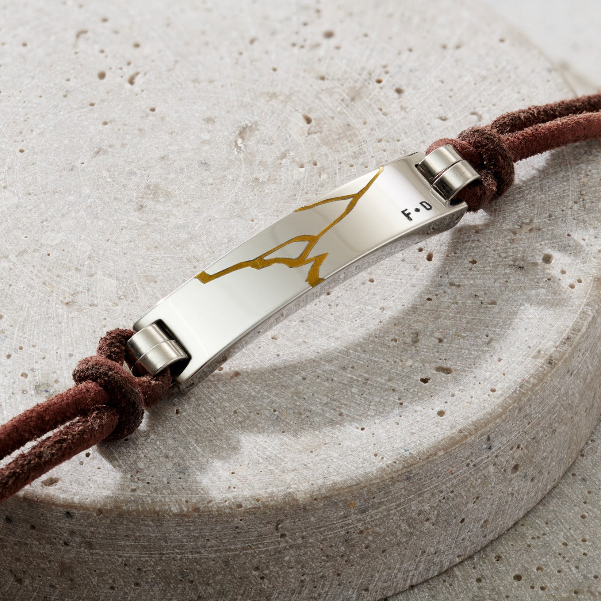 Men's Leather Cord Personalised Kintsugi Bracelet