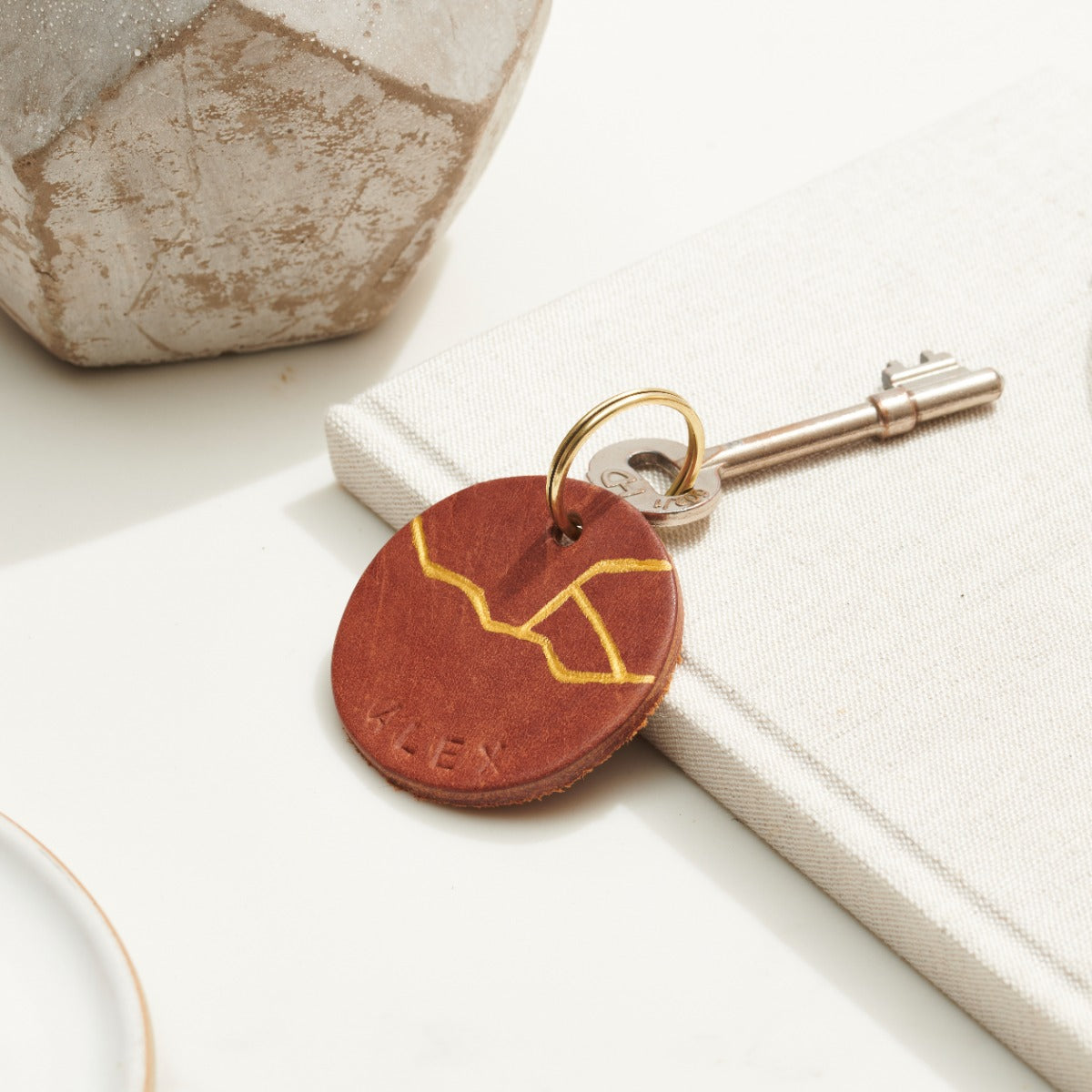 Kintsugi Personalised Leather Keyring