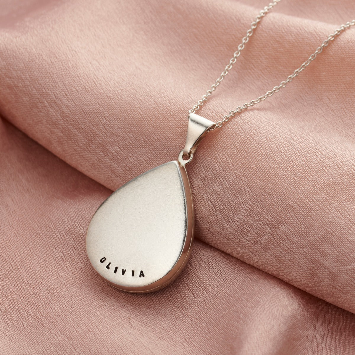 Personalised Large Droplet Locket Necklace