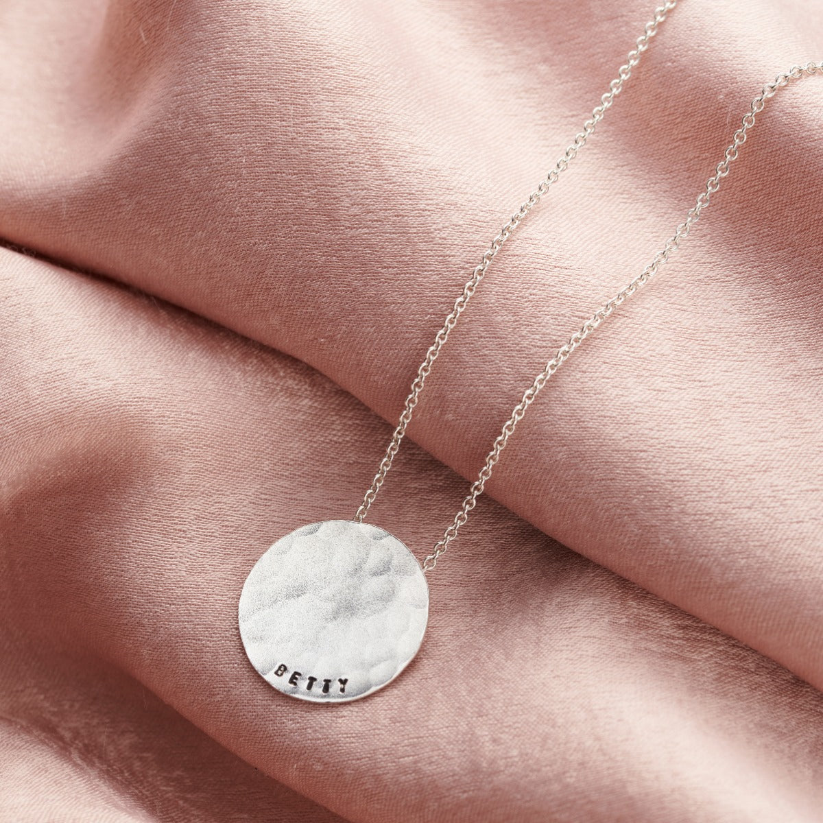 Personalised Large Hammered Disc Necklace