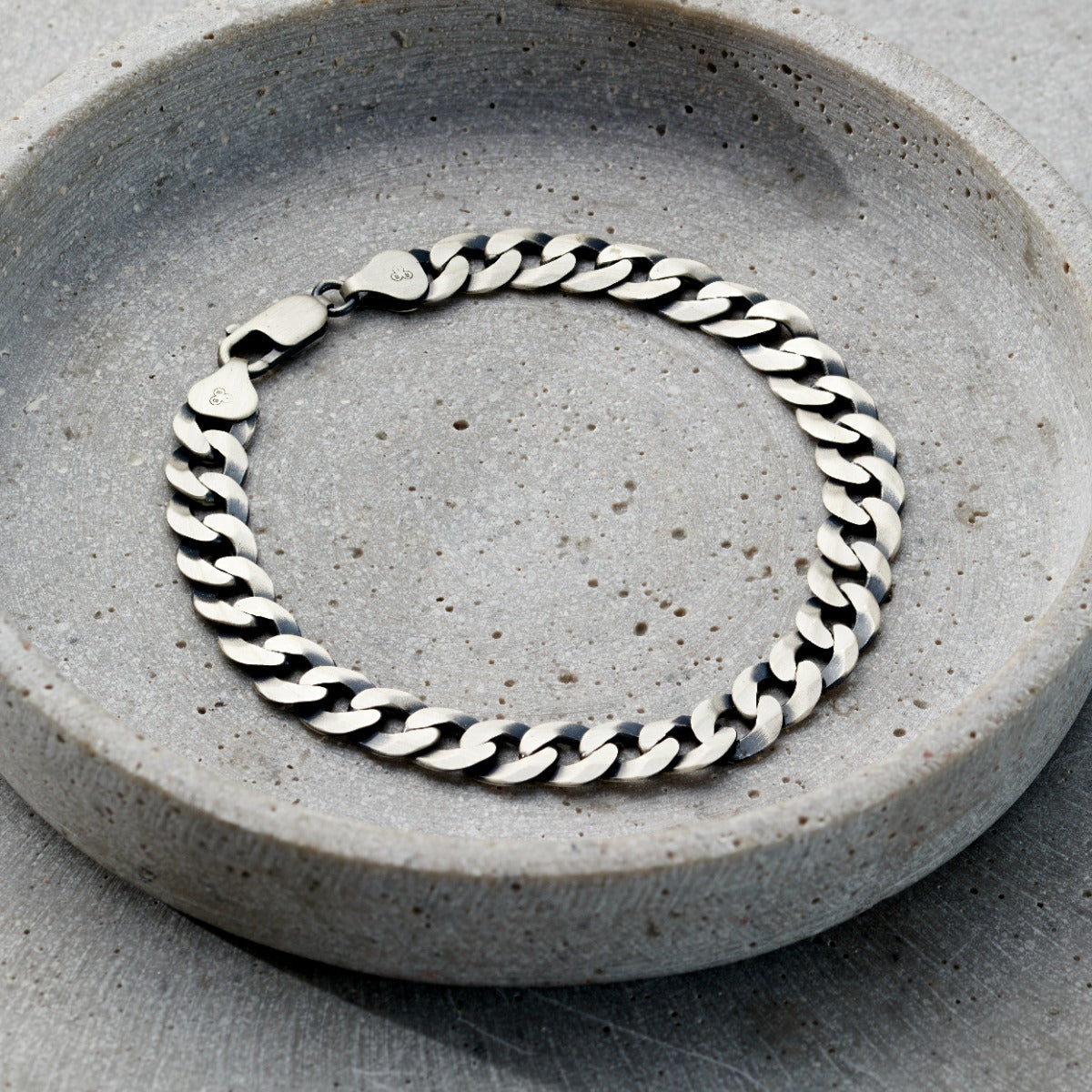 Men's Silver Flat Curb Chain Bracelet