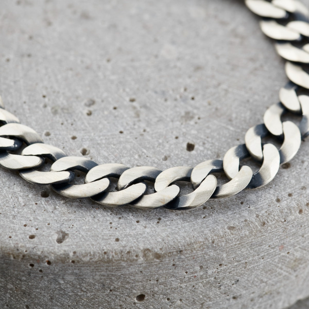 Men's Silver Flat Curb Chain Bracelet