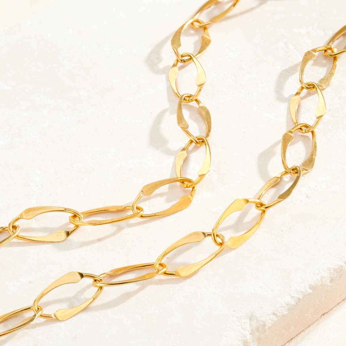 Large Hammered Link Chain Necklace