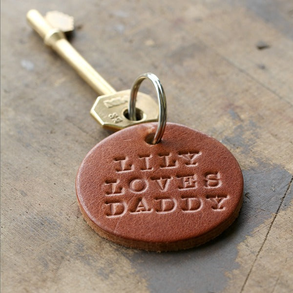 Personalised Leather Round Keyring