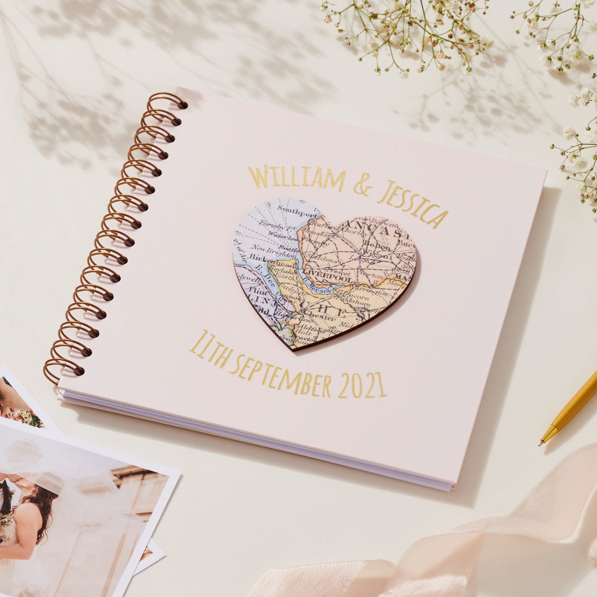 Personalised Vintage Map Wedding Photo Album