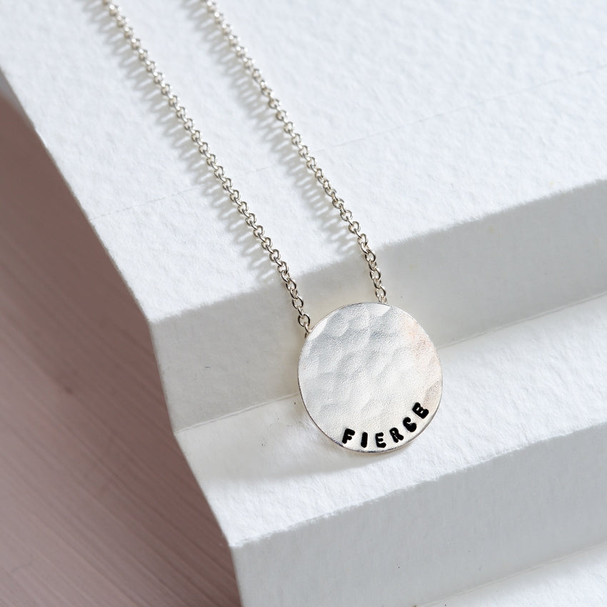 Personalised Medium Hammered Disc Necklace