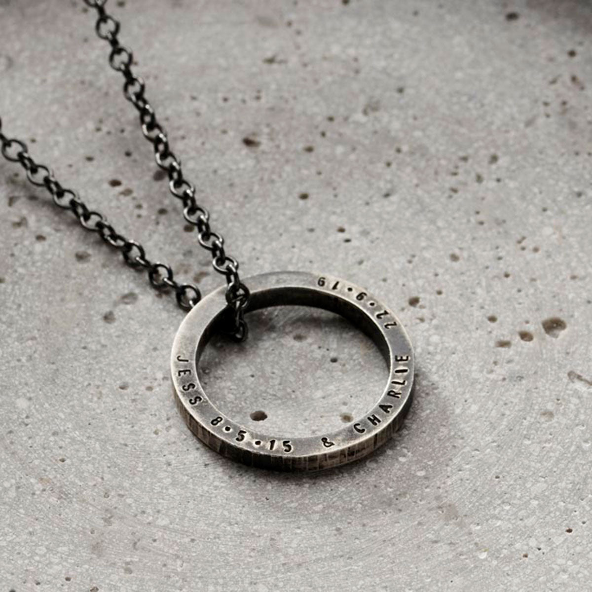 Personalised Men's Quote Circle Necklace