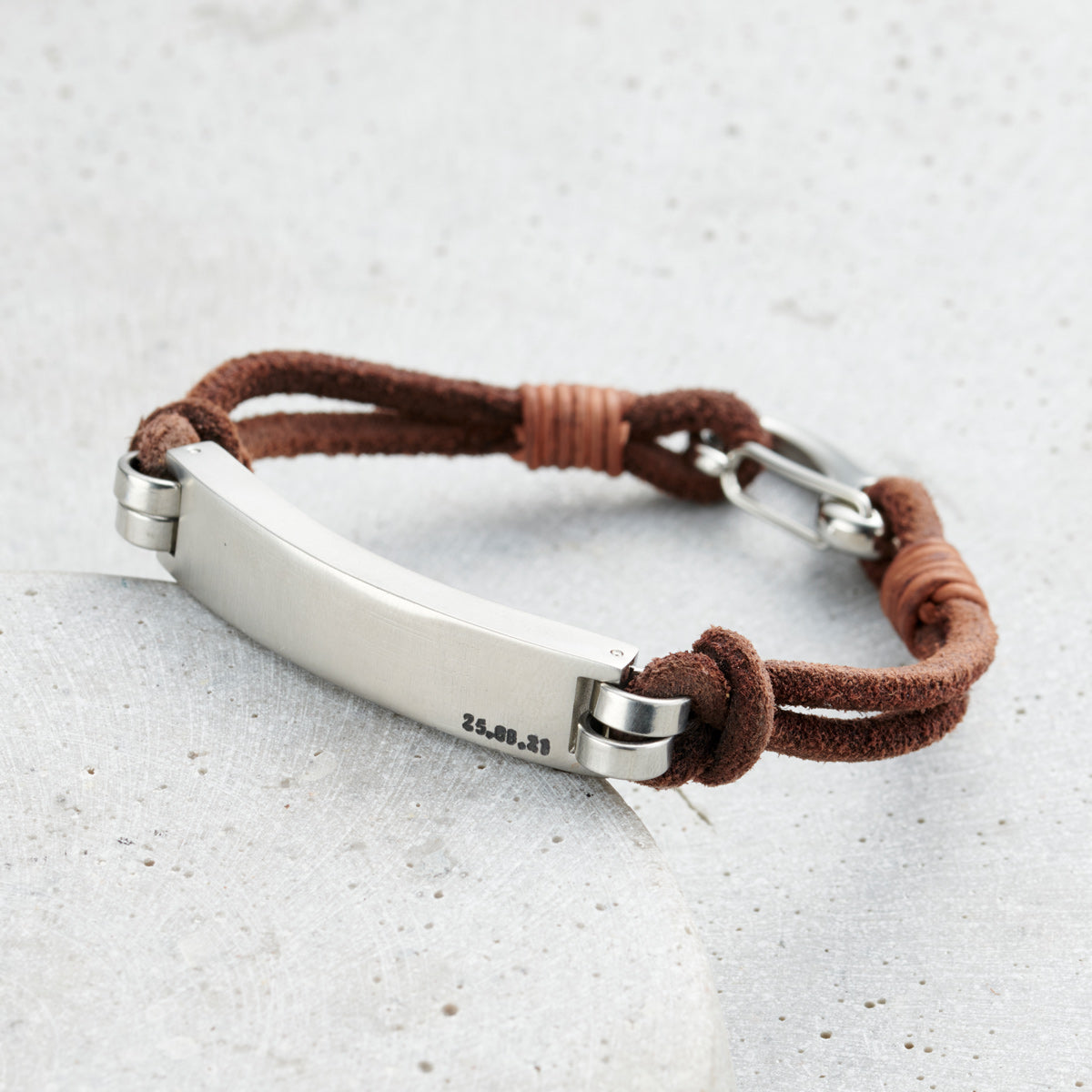 Men's Personalised Leather Cord Initial Bracelet