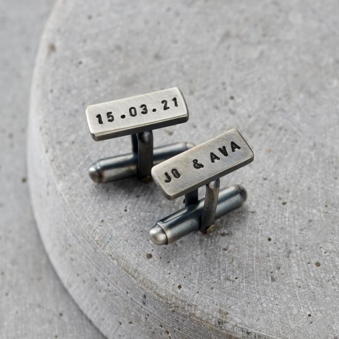 Personalised Rectangle Silver Cufflinks