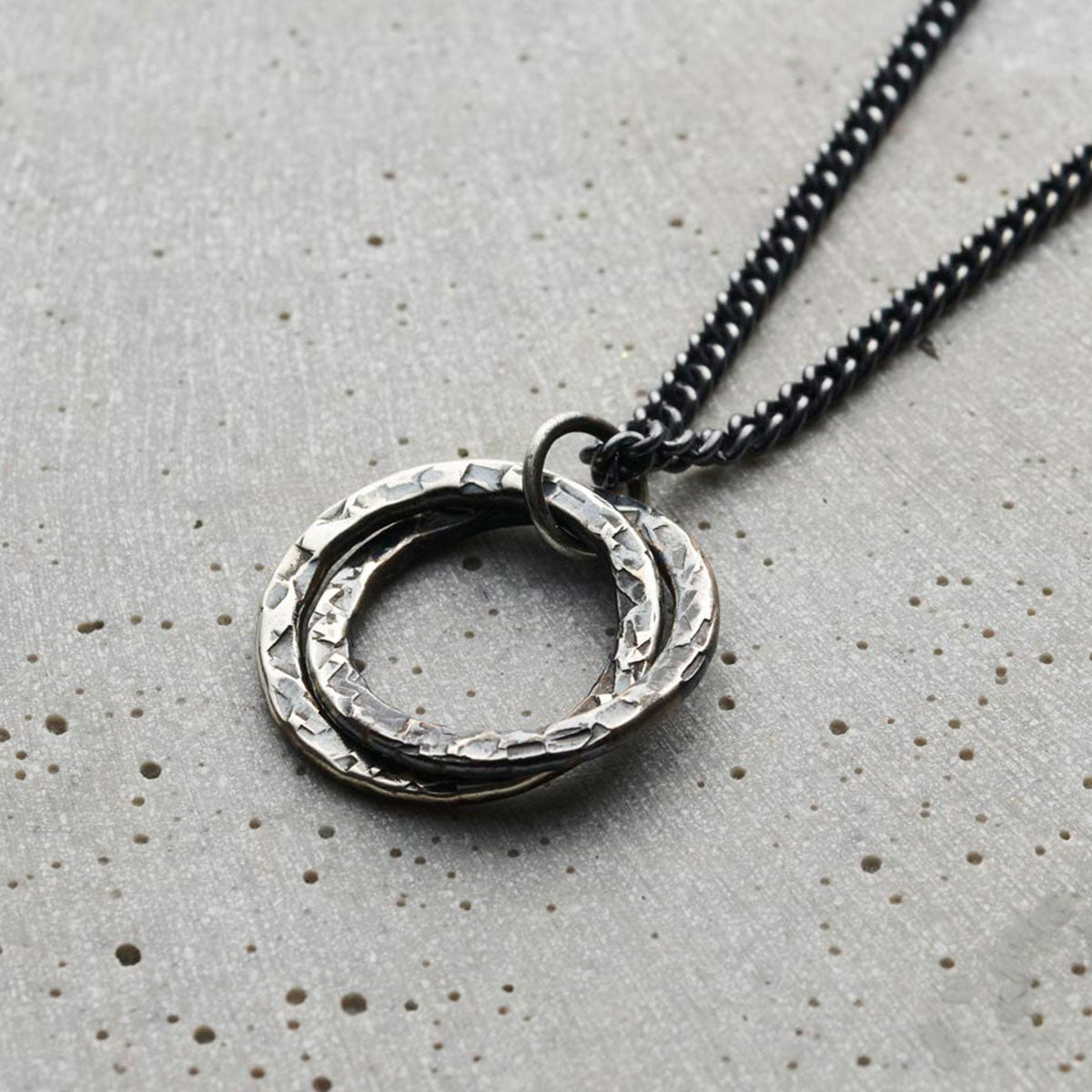 Personalised Men's Textured Interlinking Hoops Necklace