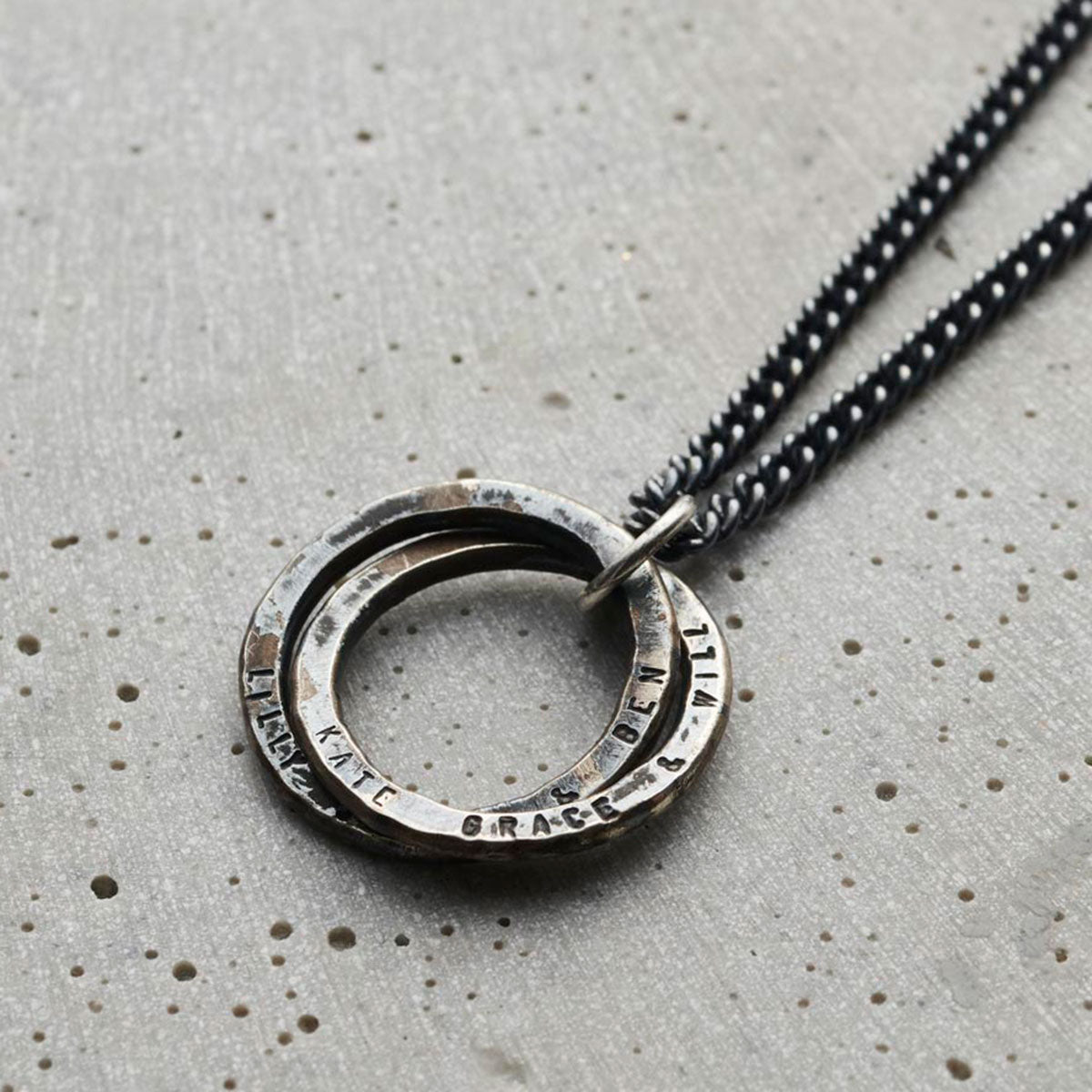 Personalised Men's Textured Interlinking Hoops Necklace