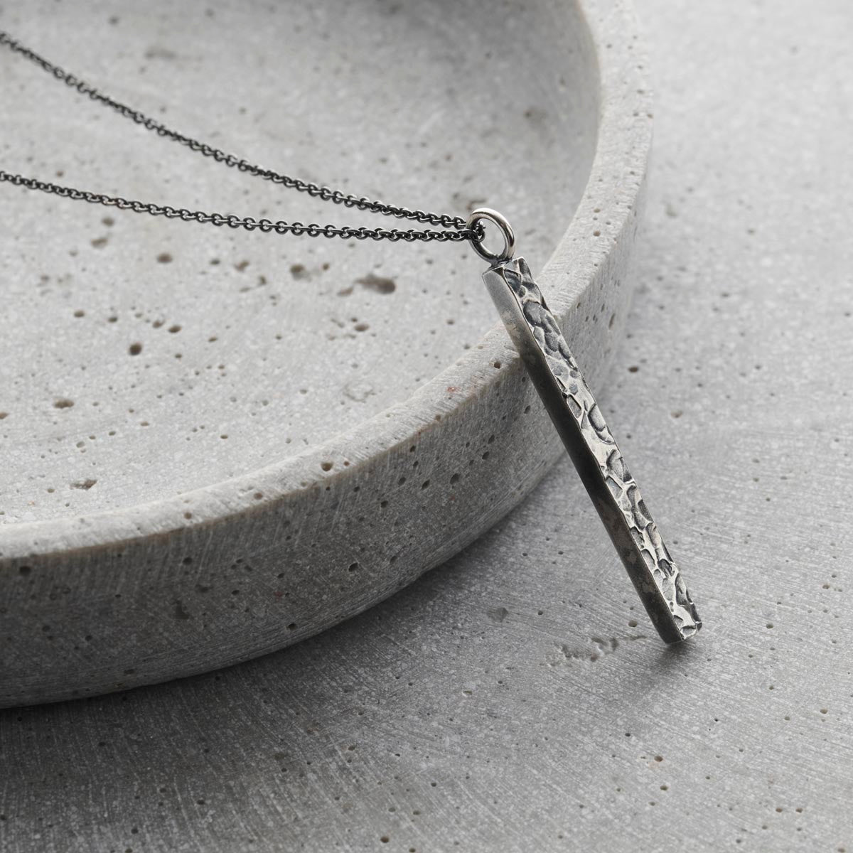 Personalised Men's Textured Silver Bar Necklace