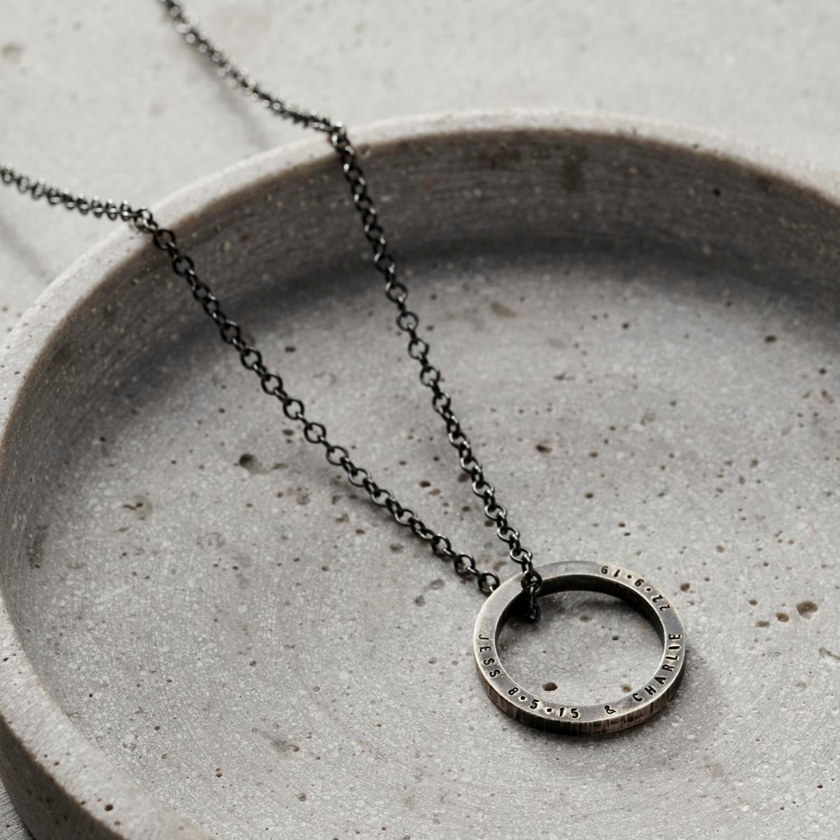 Personalised Men's Quote Circle Necklace