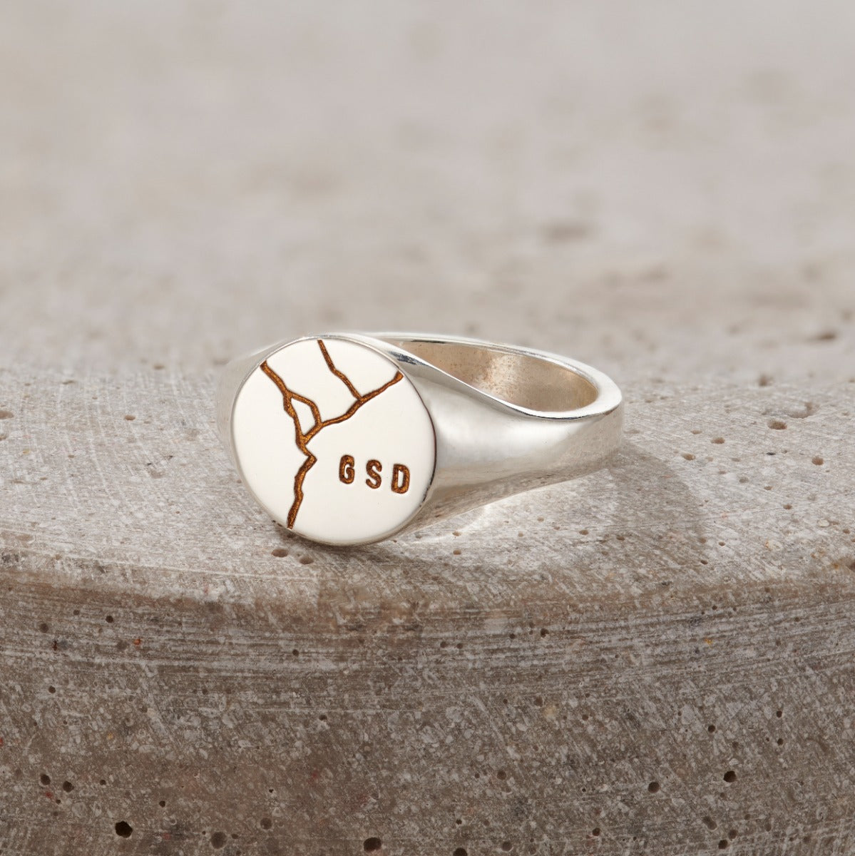 Men's Personalised Kintsugi Signet Ring