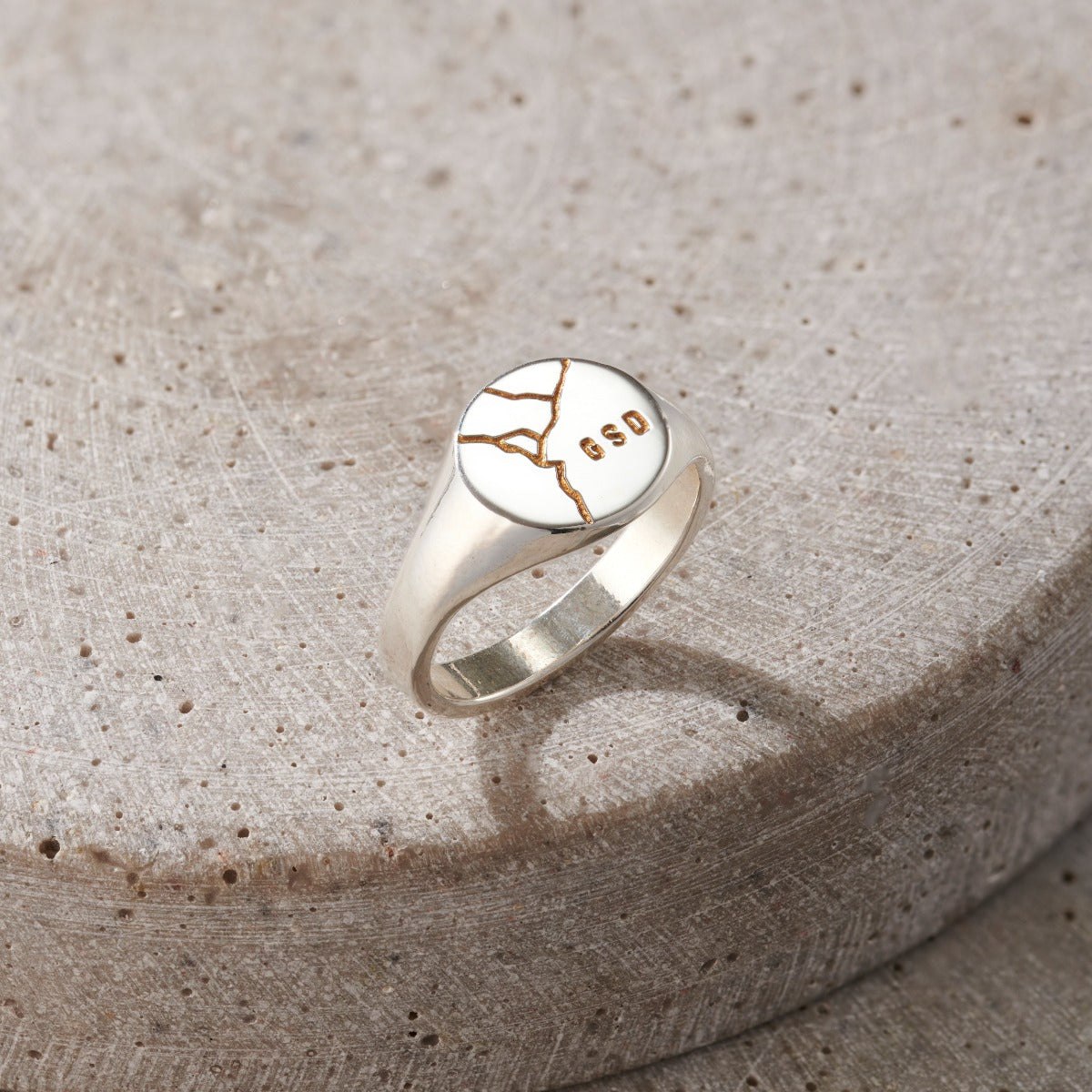 Men's Personalised Kintsugi Signet Ring