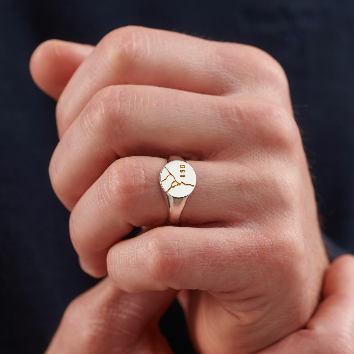 Men's Personalised Kintsugi Signet Ring