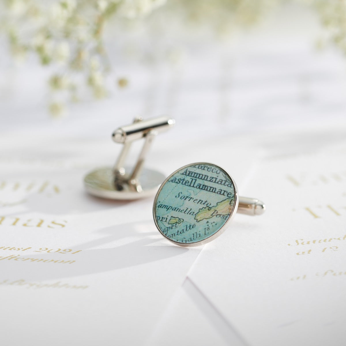 Personalised Circular Vintage Map Cufflinks